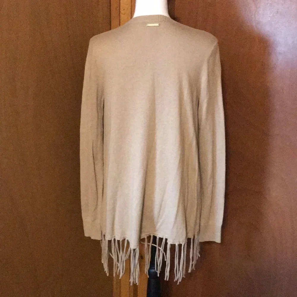 Michael Kors Beige Fringe Hem Cardigan